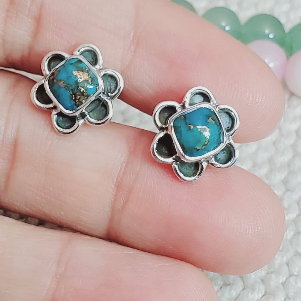 Lottie Blue Copper Turquoise Studs