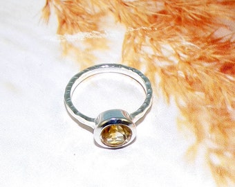 Natural Citrine Gemstone Ring, Birthstone Ring, Yellow Stone Ring, Unisex Ring, Handmade Ring, 925 Silver Jewelry For Gift, US 9, V50916