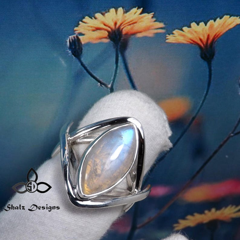 Rainbow Moonstone Ring Moonstone Ring Handmade Ring | Etsy