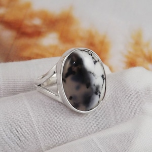 AAA Dendritic Agate Ring, Dendritic Agate Jewellery, Dendritic Agate, 925 Sterling Silver Ring, Office wear Ring, For Her, Size 8US,JPX71209
