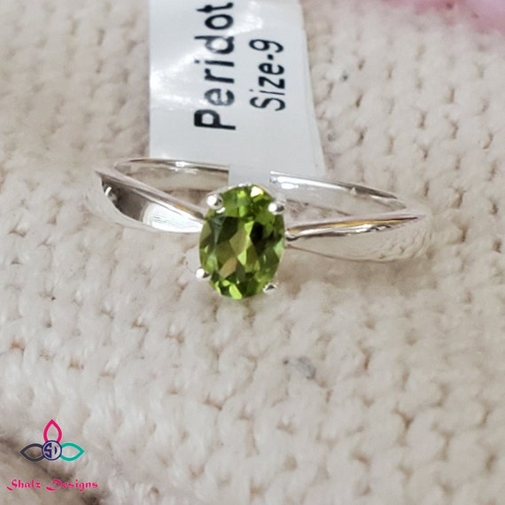 Genuine Peridot Ring, Crystal, Gemstone Ring, Titanium, Tungsten, Wedding  Ring, Promise Ring, Anniversary Band, for Him, for Her, 6mm, 8mm - Etsy