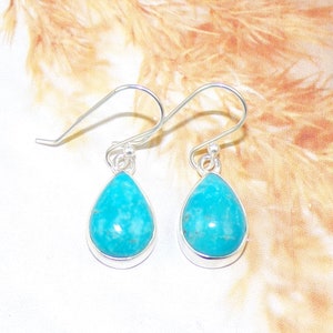 Arizona Turquoise Sterling Silver Earrings: Teardrop Dangle