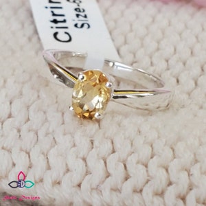 Citrine Ring, Genuine Citrine Ring, Stacking Ring, 925 Silver Ring, Dainty Ring, Birthday Ring, Mother's Day Ring, Ring Size 6US, Z630