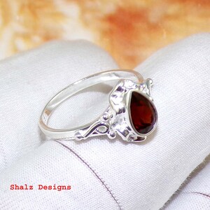 Pear Shape Garnet Ring in 925 Sterling Silver, Statement Ring, Handmade Ring, Garnet Jewelry, Anniversary Gift, Engagement Ring, Size 8US