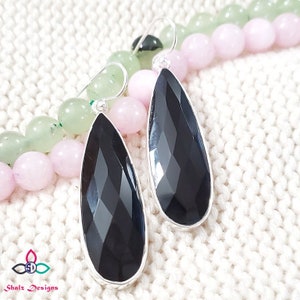Black Onyx Earring, Dangle Earring, Silver Earring, Sterling Silver Earring, TearDrop Earring, Huge Earring, For Her,Anniversary Gift, Z7803