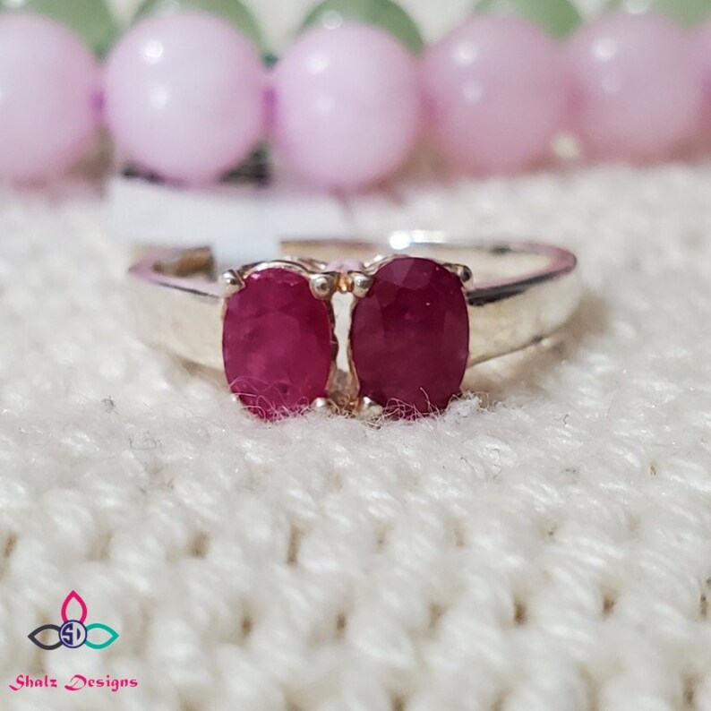 618 Two Stone Ring Precious Ruby Ring 925 Silver Ring Genuine Ruby Ring Anniversary Ring Sterling Silver Ring For Her Ring Size 6US