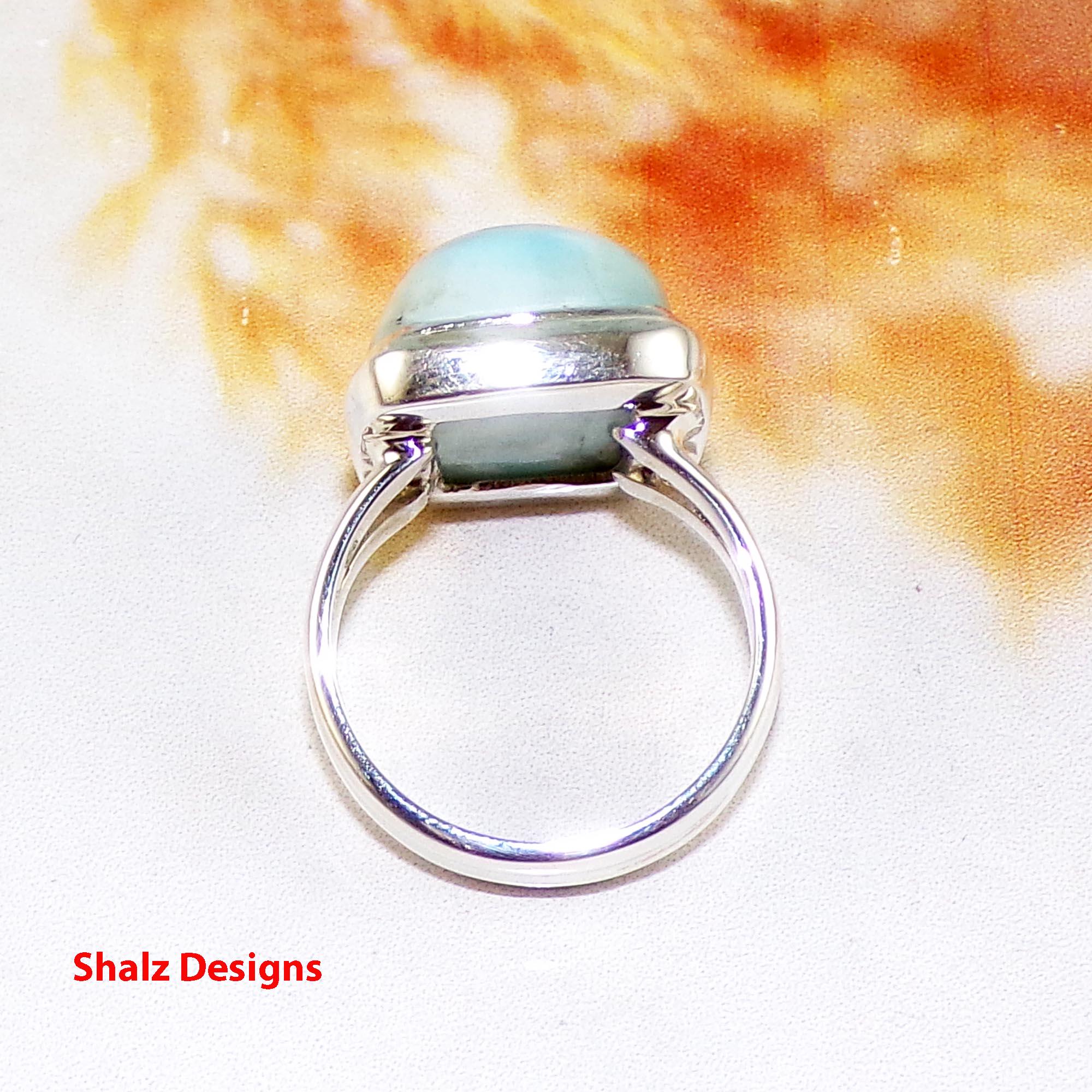 Larimar Ring in 925 Sterling Silver – Soft Blue Elegance for Every
