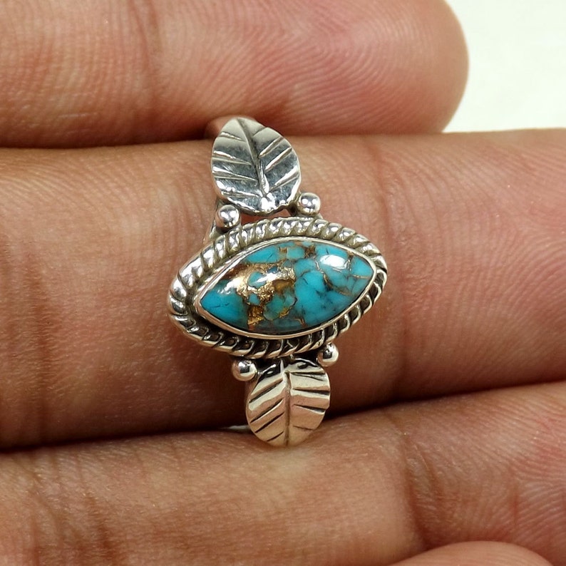 Handmade Ring Blue Copper Turquoise Jewellery Blue Copper Turquoise RIng Unique RIng Copper Turquoise Ring Birthday Gift Turquise RIng