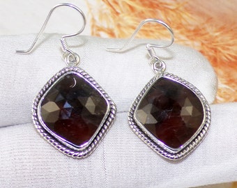Natural Multi Sapphire Earrings, 925 Sterling Silver Earrings, Dangle Earrings, Women Earring, Handmade Silver Jewelry For Birthday, V43003