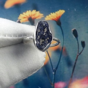 Rough Azurite Ring, Azurite Ring, 925 Silver Ring, Sterling Silver Ring, Raw Stone Ring, Blue Stone Ring, Gift For Her, JPY115