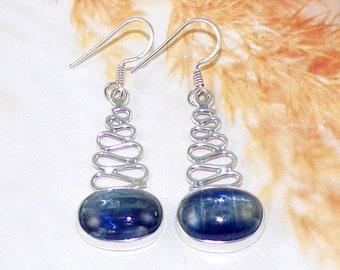 Genuine Kyanite Earring, Kyanite Earrings, 925 Sterling Silver Earrings, Designer Earrings, Office wear Earrings, Dangle Earrings, , W80921