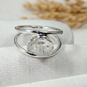 Bague Herkimer brute AAA, bague diamant brut Herkimer, bague en argent 925, bague en argent sterling, pour elle, bague gemme brute, prête à être expédiée Z121016