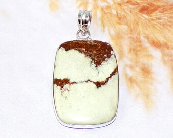 Lemon Chrysoprase Pendant: Solid 925 Sterling Silver, Natural Gemstone (24x34mm)