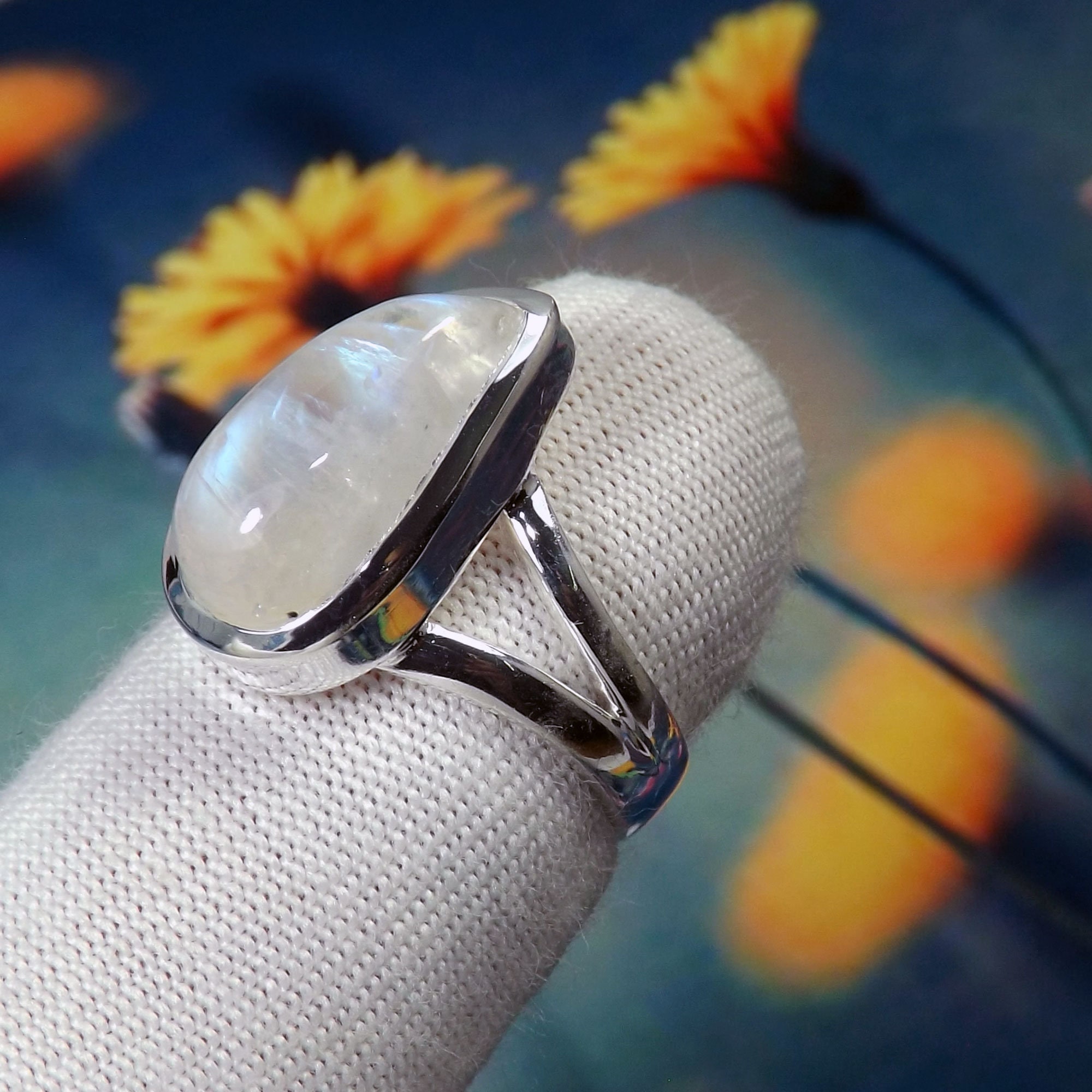 Genuine Rainbow Moonstone Ring, Real Rainbow Moonstone Ring Genuine Rainbow Moonstone Ring, Real Rainbow Moonstone Ring