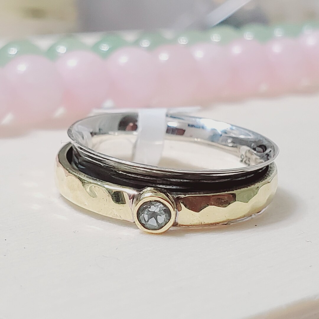 Silver Spinner Ring, Sterling Silver Spinning Ring, Two Tone