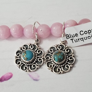Blauer Kupfer Türkis Ohrring, Kupfer Türkis Ohrring, Sterling Silber, baumeln Ohrring, Hochzeit Ohrring, perfektes Geschenk für sie, Ohrringe