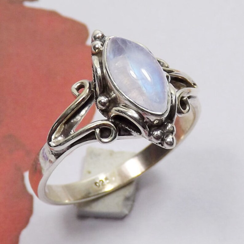 Partywear Rings Perfect Gift For Her Blue Fire Rainbow Moonstone Ring 925 Silver Ring Designer Ring Jewellery Rainbow Moonstone Ring