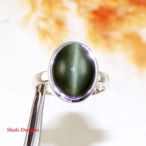 Handmade Cat’s Eye Ring in 925 Sterling Silver, Spiritual Gemstone Ring, Women’s Boho Jewelry,  Spiritual Gift For Her,Ring Size- 7US, U4416