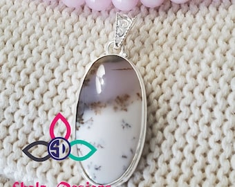 Dendritic Agate Pendant: One of a Kind Sterling Silver Necklace
