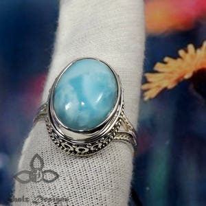 Larimar Ring, Larimar Gemstone, Larimar Designer Ring, Larimar Silver Ring, Solid Silver Ring, Wedding Gift Idea, Black Friday Sale, Rings