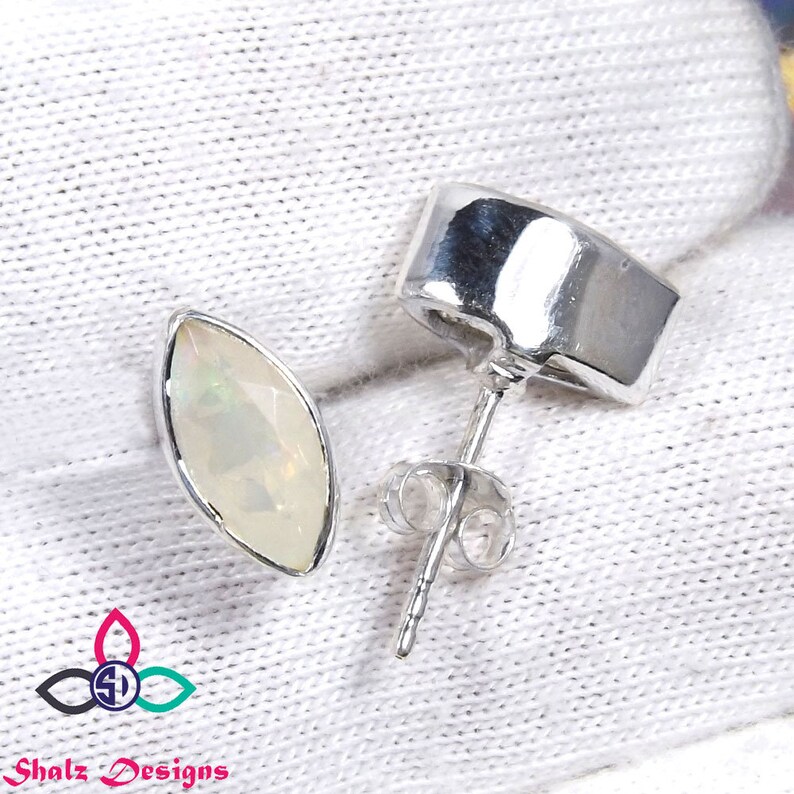 Faceted Opal Stud Opal Stud Sterling Silver Stud Ethiopian Opal Stud Handmade Earring Gemstone Earring Stud Ethiopian Opal Earring