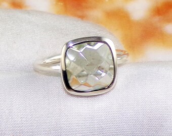 Green Amethyst Ring, Green Amethyst Gemstone, Plain Women Ring, Solid Silver Ring, Black Friday Sale, Officewear Ring, Engagement Rings,