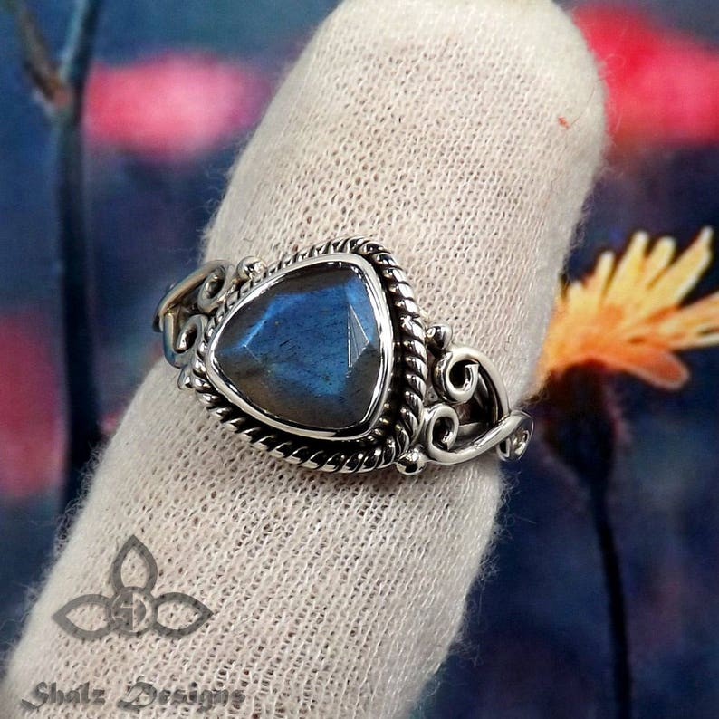 Gift Idea for Her Birthday Gift 925 Sterling Silver Black Friday Sale Labradorite Stone Blue Fire Labradorite Ring Labradorite Ring