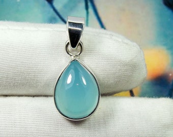 AAA Aqua Chalcedony Pendant, Chalcedony Pendant, Gift Idea, Anniversary Pendant, For Her, 925 Silver Pendant, Easter Gift, JPY0401