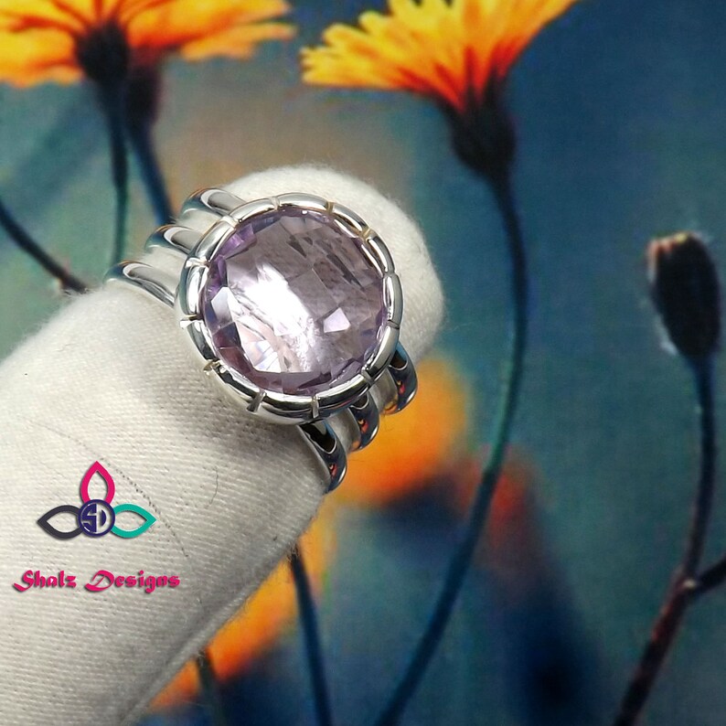 Solid Silver Ring Unique Ring Handmade ring Light Purple Amethyst Ring Amethyst Ring Ring Gemstone Ring Adjustable Ring Gift For Her