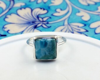 Natural Larimar Ring, Genuine Larimar Ring, Solid 925 Silver Ring, Larimar Rings, Larimar Jewellery, Girls Rings, Size 7.5US, JPX51312