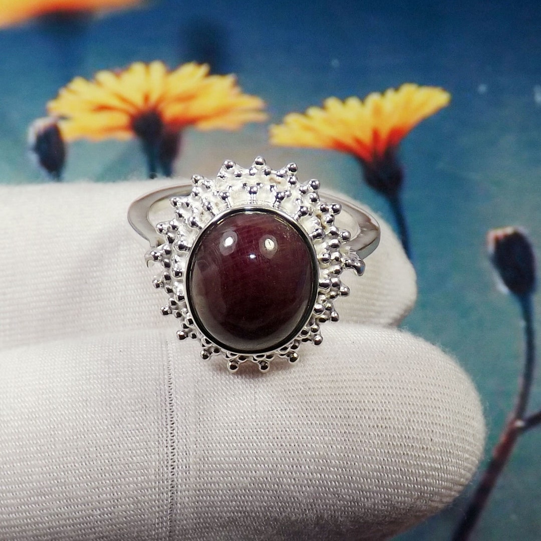 Genuine Star Ruby Ring, Ruby Ring, 925 Silver Ring, Gift for