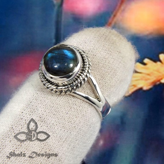Blue Fire Labradorite Ring: Handmade 925 Sterling Silver Ring , Promise Ring, Wedding Ring, Engagement Ring, Women Silver Ring,Gift For Her