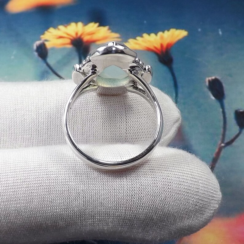Silver Ring Gift For Her Genuine Aqua Chalcedony Ring Size 8US Gift Idea Gift For Chalcedony Ring JPY0211 Dainty Ring