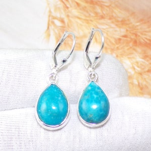 Arizona Turquoise Earrings, Turquoise Earrings, Solid 925 Silver Earrings, Christmas Gift, Lever Back Earrings, Boho Earrings, W82320