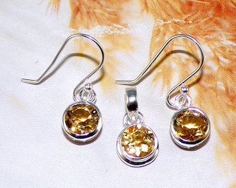 Set di orecchini pendenti in argento sterling 925 con citrino fatti a mano