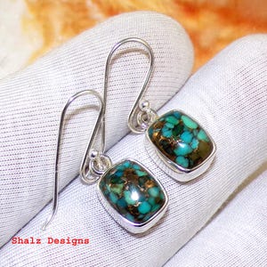 Handgemachte 925 Sterling Silber Ohrringe mit atemberaubenden Türkis Türkis, Baumeln & Tropfen Ohrringe, Ohrdraht Ohrringe, Frauen Ohrring, U1321