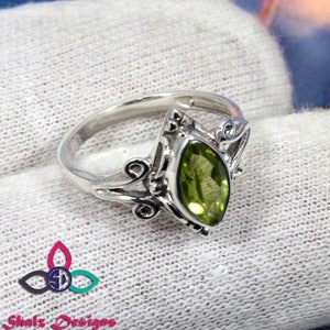 Peridot Ring, Green Stone Ring, Designer Ring, Gemstone Silver Ring, Solid Silver Ring, Engagement Ring, Wedding Ring, Gift For Her, Rings image 1