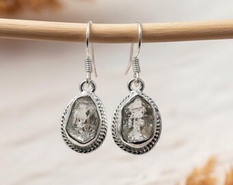 Rough Herkimer Diamond Sterling Silver Dangle Earrings