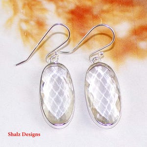 Sterling Silver Crystal Quartz Dangle Earrings: Handmade Gemstone Jewelry