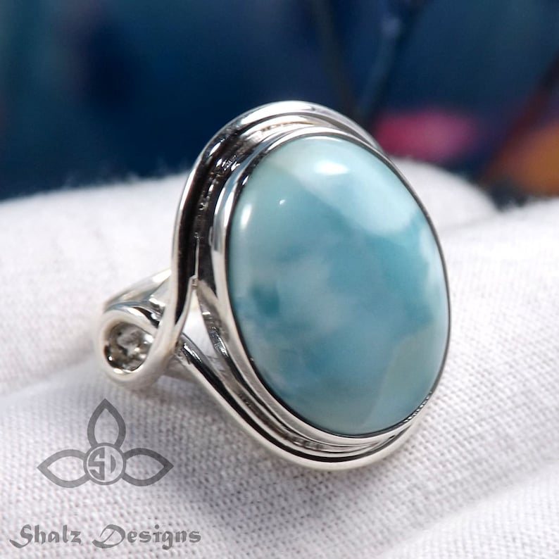 Larimar Ring Larimar Stone Ring Larimar Gemstone Handmade Etsy Canada