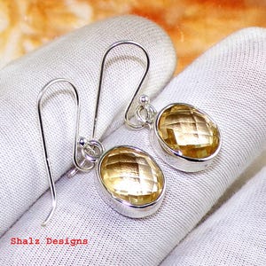 Charming Oval Citrine Earrings in 925 Sterling Silver, Citrine Jewelry,Drop Earrings,Handmade Earrings, Valentine&#39;s Day Gift for Her, U12513