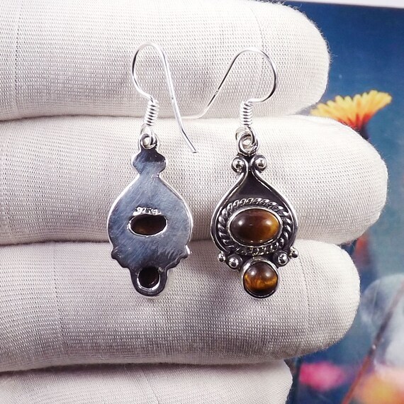 Boucles D'oreilles Pendantes En Argent Massif 925 - Style Ethnique - Ancien - Occasion