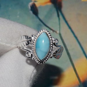 Ocean Larimar Ring, High Quality Larimar Ring, Dainty Ring, Sterling Silver Ring, Designer Ring,Women Ring, For Her,Birthday Gift,JPY915D018
