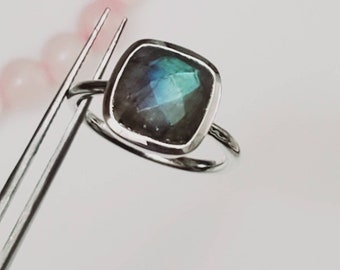 Blue Fire Labradorite Ring, 925 Sterling Silver, Boho Statement Ring, Birthday Gift, Black Friday Sale, Gift Idea for Mother