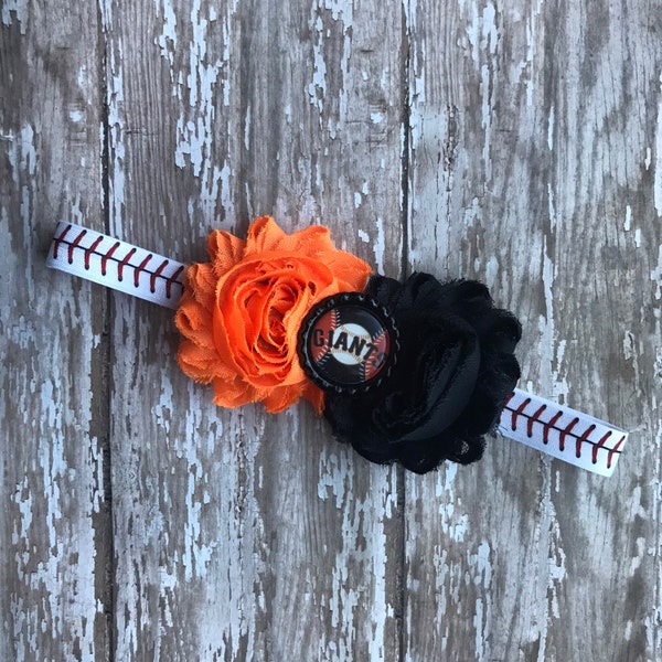 San Francisco Giants baseball elastic infant, toddler, or adult size headband bow