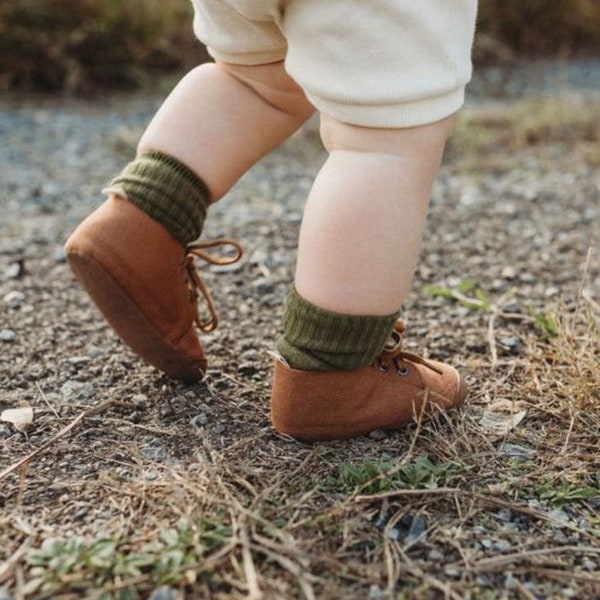 Brown Canvas Shoe,  Baby and toddler footwear, Unisex infants shoes, Durable Soft sole sneaker, first walker shoes, designed in Australia