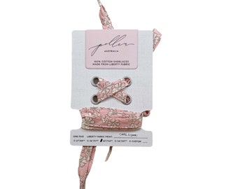 Lacets en tissu Liberty roses / Longueurs adultes et enfants / Fabriqués avec du tissu Liberty Tana Lawn // Capel S à imprimé rose et blanc