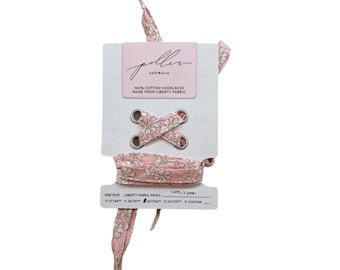 Pink Liberty Fabric Shoelaces / adult and children's lengths  / Made with Liberty Fabric Tana Lawn // Capel S in Pink & White print