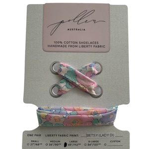 Pastel Liberty Fabric Shoelaces // adult and children&#39;s lengths  // Made with Liberty Fabric Tana Lawn // Betsy Lady Di