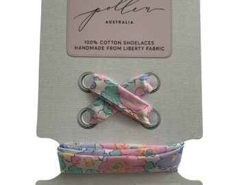 Pastel Liberty Fabric Shoelaces // adult and children's lengths  // Made with Liberty Fabric Tana Lawn // Betsy Lady Di